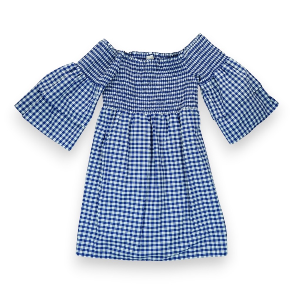 NWT Cupio‎ Mini Dress Off The Shoulder Gingham Navy Size Large